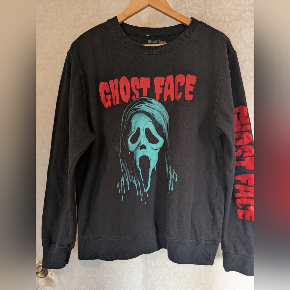 Ghost Face from The Scream Movies Sweatshirt Medium Black UNISEX - Picture 6 of 11